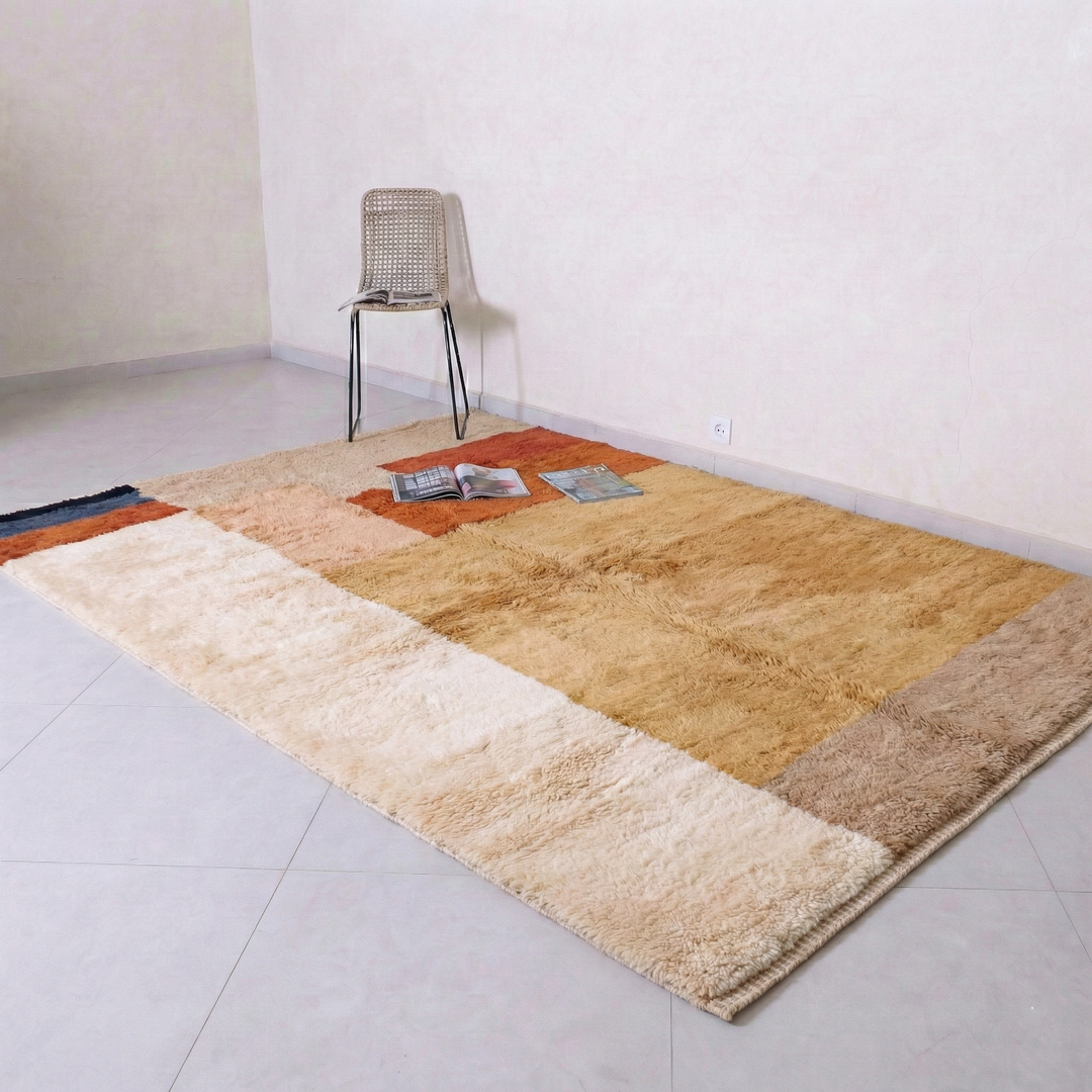 Custom Beni Mrirt Rug – Abstract Earth Tone Geometric