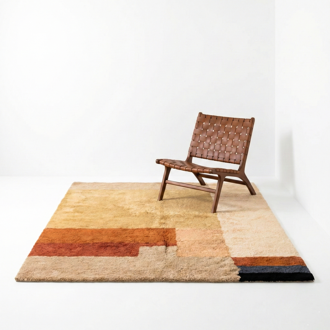 Custom Beni Mrirt Rug – Abstract Earth Tone Geometric