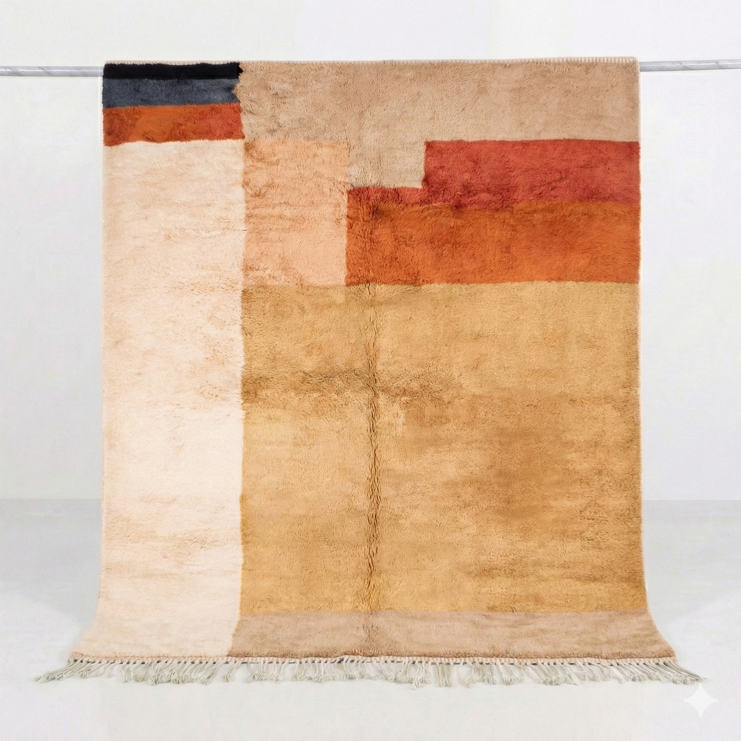 Custom Beni Mrirt Rug – Abstract Earth Tone Geometric