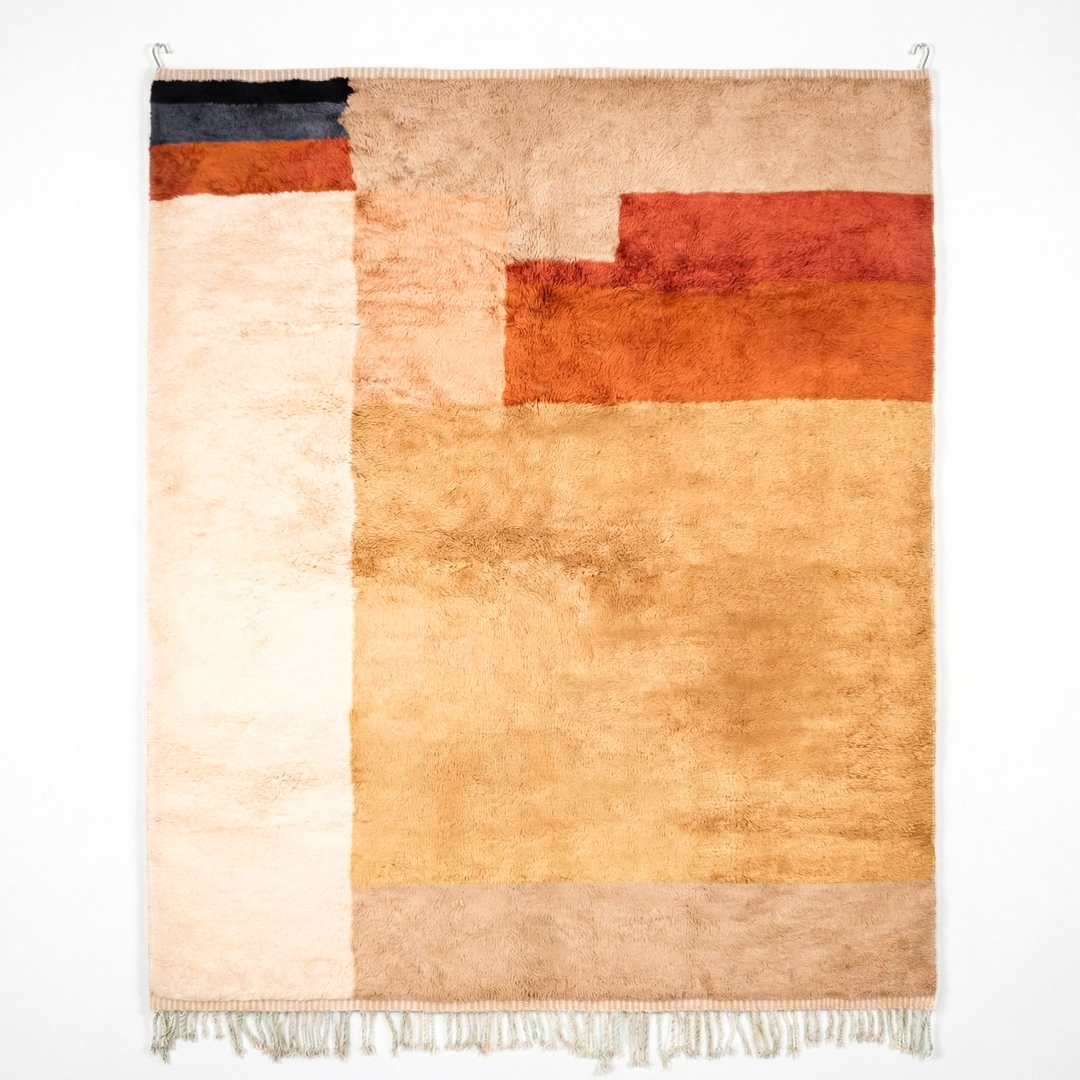 Custom Beni Mrirt Rug – Abstract Earth Tone Geometric