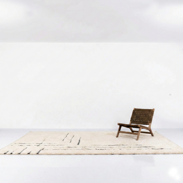 Custom Beni Mrirt Rug: Asymmetrical Linear Minimalist