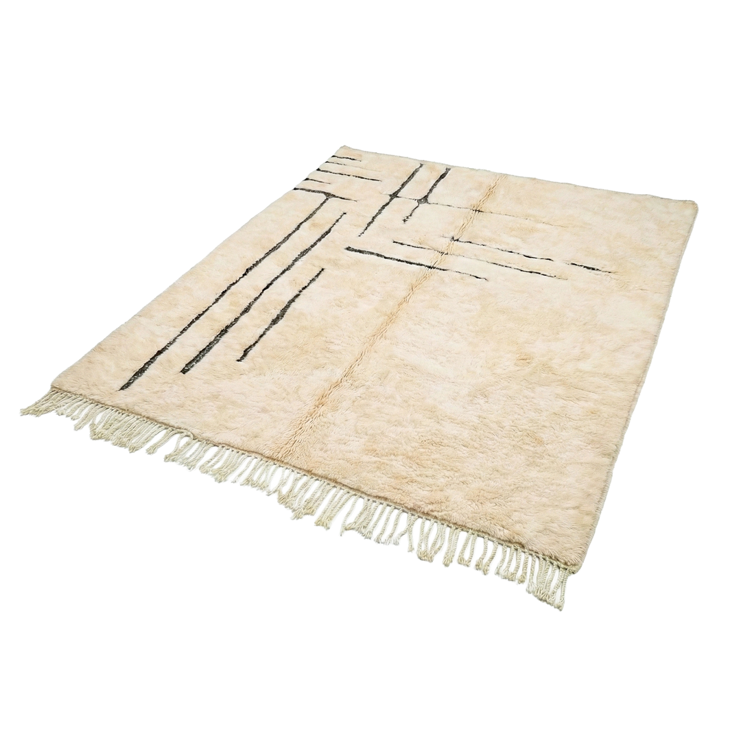 Custom Beni Mrirt Rug: Asymmetrical Linear Minimalist