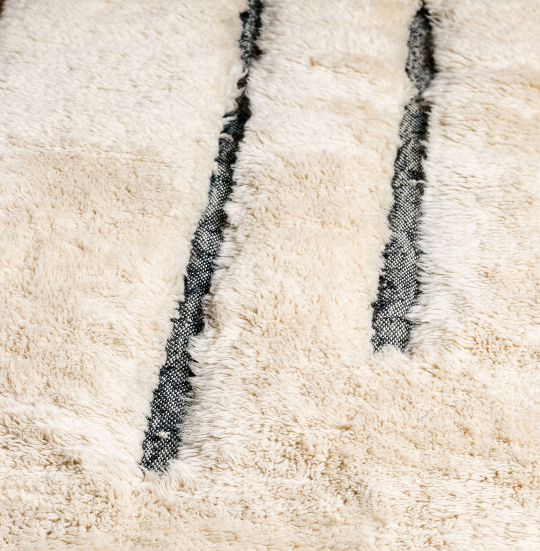 Custom Beni Mrirt Rug: Asymmetrical Linear Minimalist