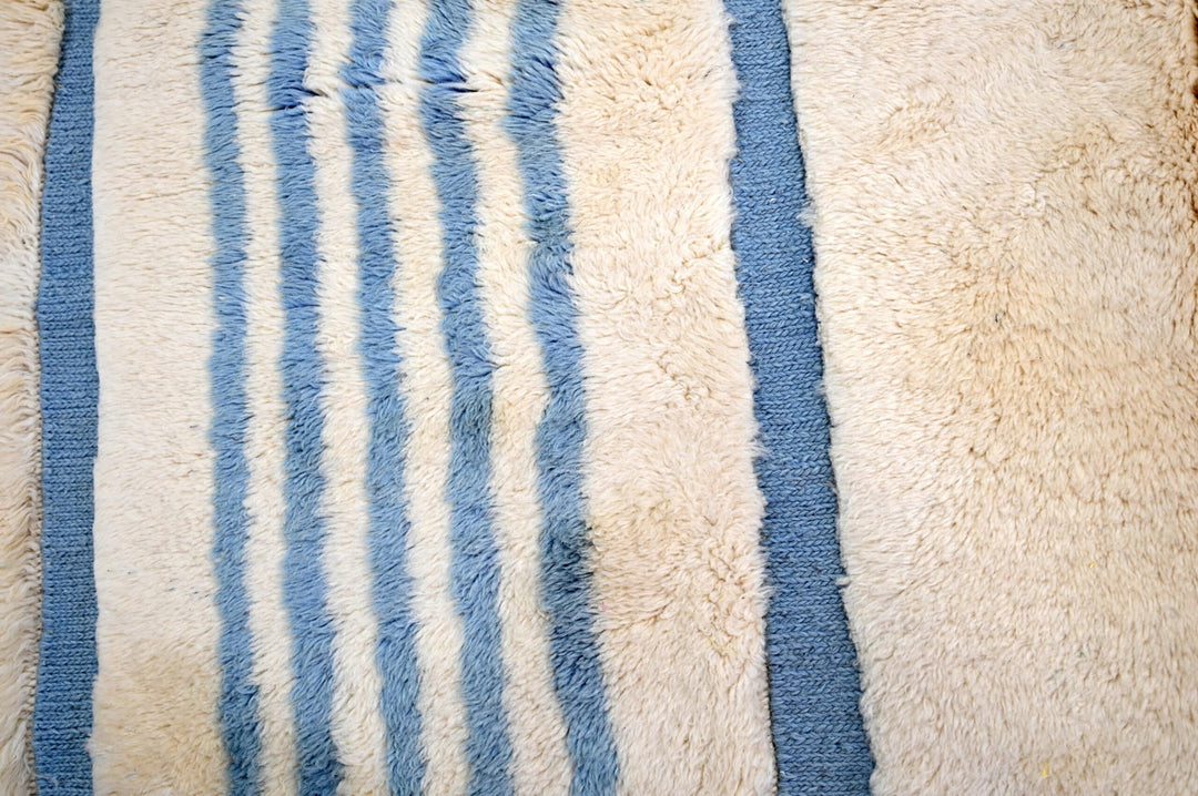Custom Beni Mrirt Rug | Asymmetrical Tranquil Blue Stripe