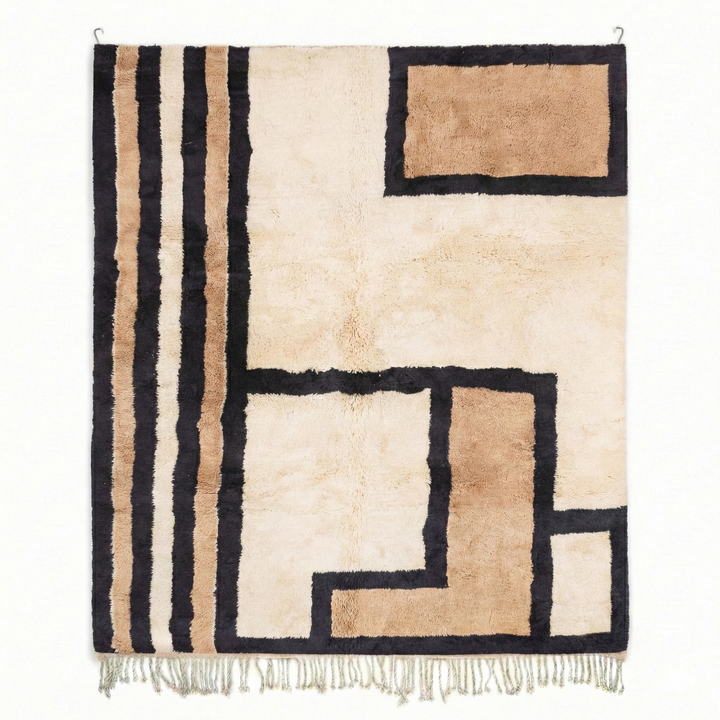 Custom Beni Mrirt Rug: Avant-Garde Asymmetrical Geometric