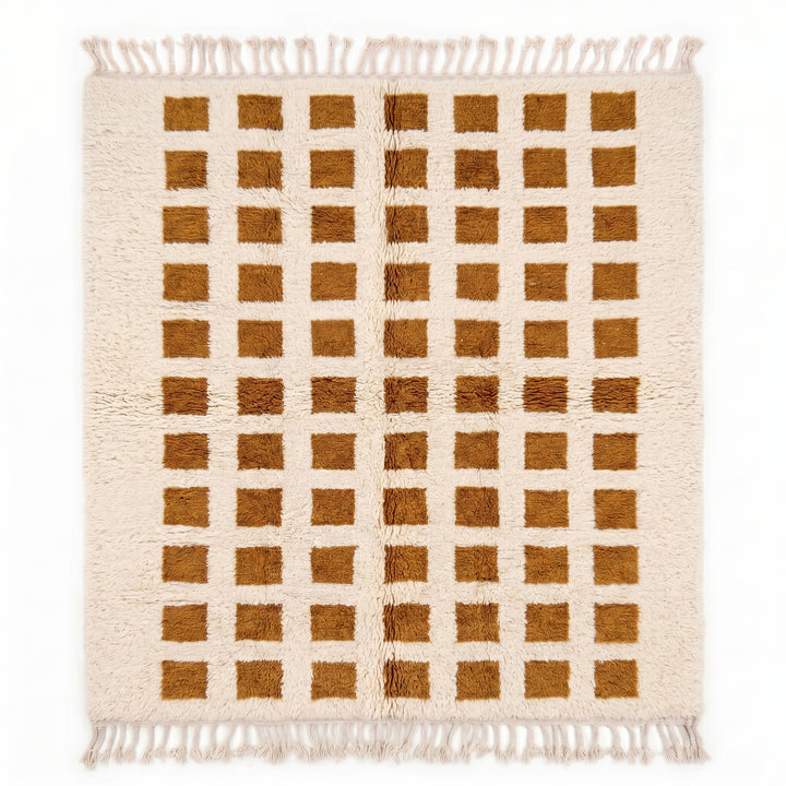 Tapis Beni Mrirt Sur Mesure | Grille de Blocs Caramel