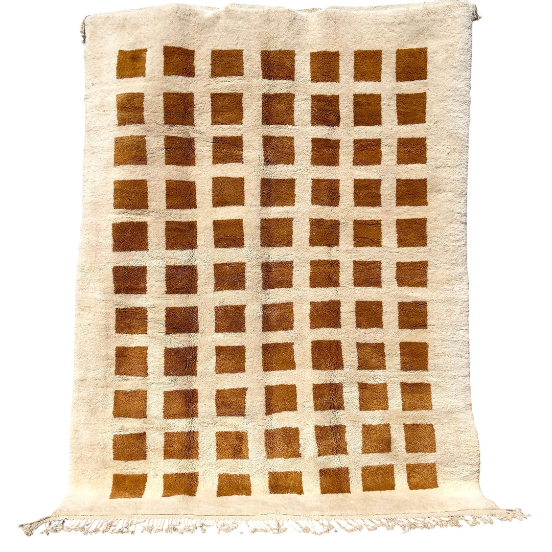 Tapis Beni Mrirt Sur Mesure | Grille de Blocs Caramel