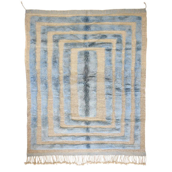 Custom Beni Mrirt Rug | Chromatic Blue Abstract Gradient