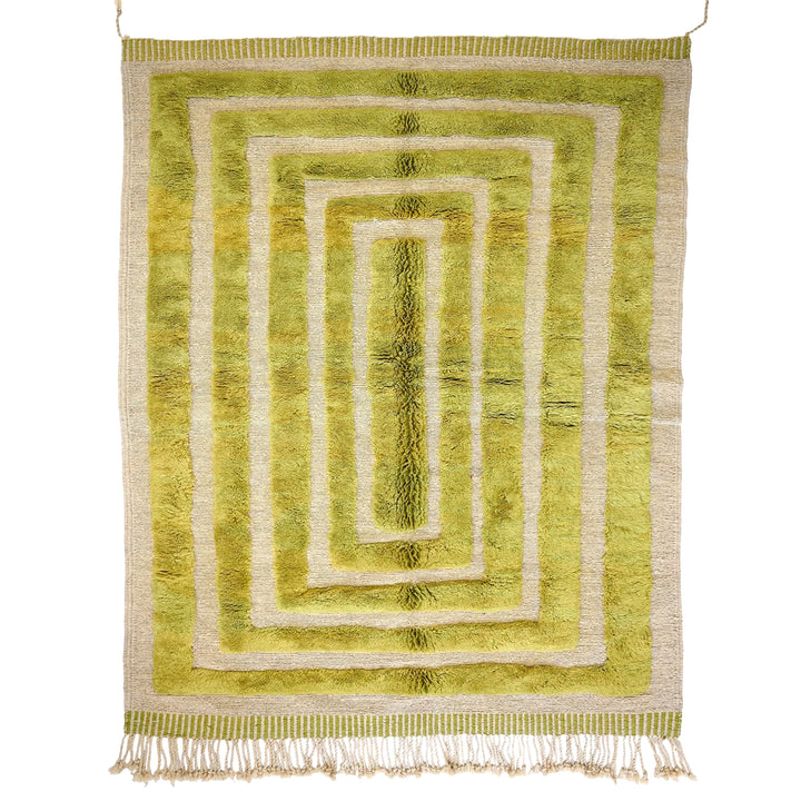 Custom Beni Mrirt Rug | Chromatic Emerald Abstract Gradient