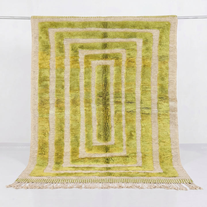 Custom Beni Mrirt Rug | Chromatic Emerald Abstract Gradient