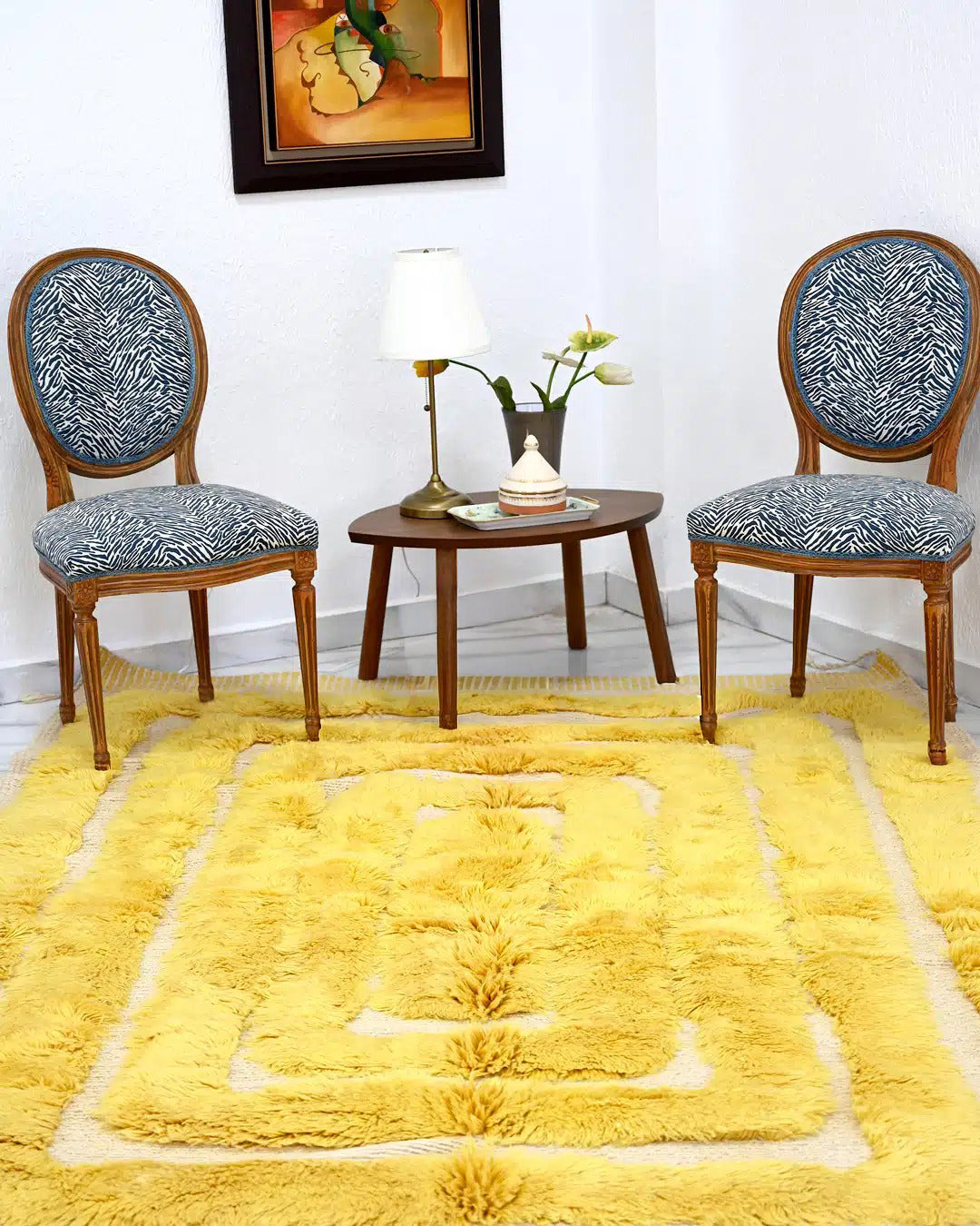 Custom Beni Mrirt Rug | Chromatic Gold Abstract Gradient