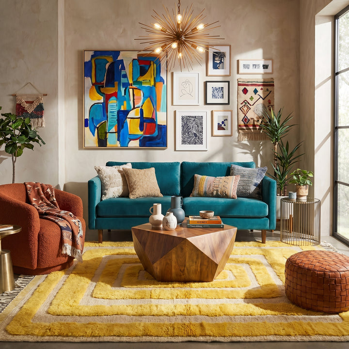 Custom Beni Mrirt Rug | Chromatic Gold Abstract Gradient