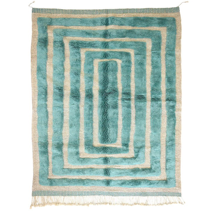 Custom Beni Mrirt Rug | Chromatic Teal Abstract Gradient