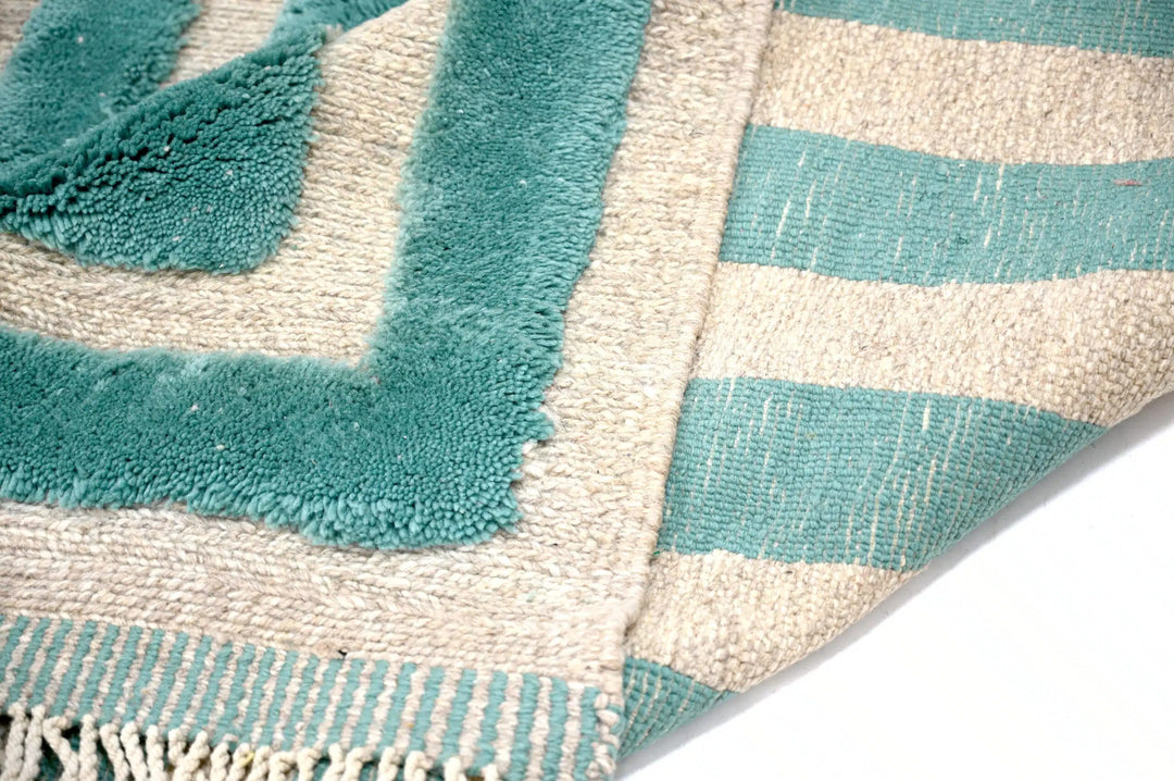 Custom Beni Mrirt Rug | Chromatic Teal Abstract Gradient
