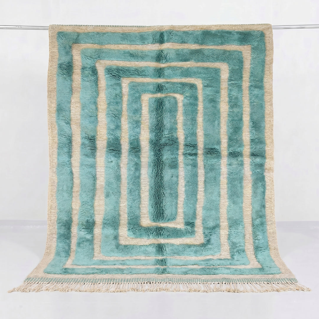 Custom Beni Mrirt Rug | Chromatic Teal Abstract Gradient