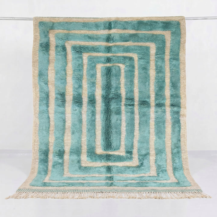 Custom Beni Mrirt Rug | Chromatic Teal Abstract Gradient