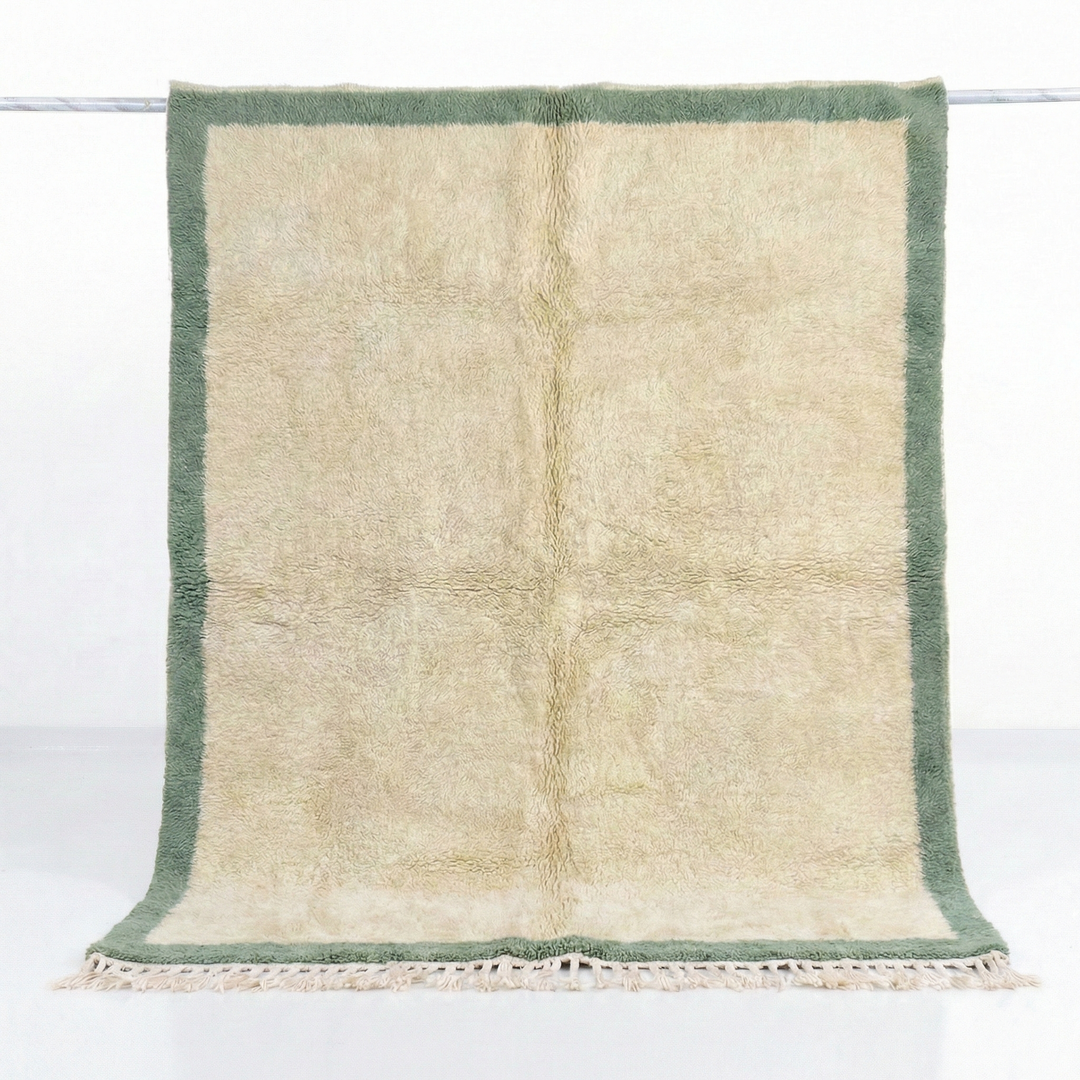 Custom Beni Mrirt Rug | Cream &amp; Sage Green Border Beni Mrirt Rug