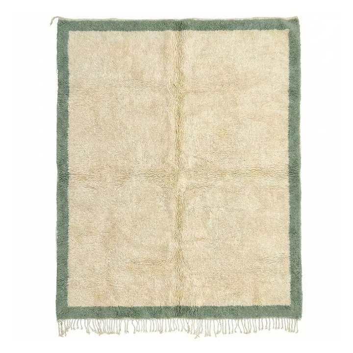 Custom Beni Mrirt Rug | Cream &amp; Sage Green Border Beni Mrirt Rug