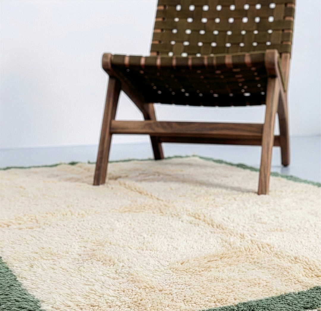 Custom Beni Mrirt Rug | Cream &amp; Sage Green Border Beni Mrirt Rug