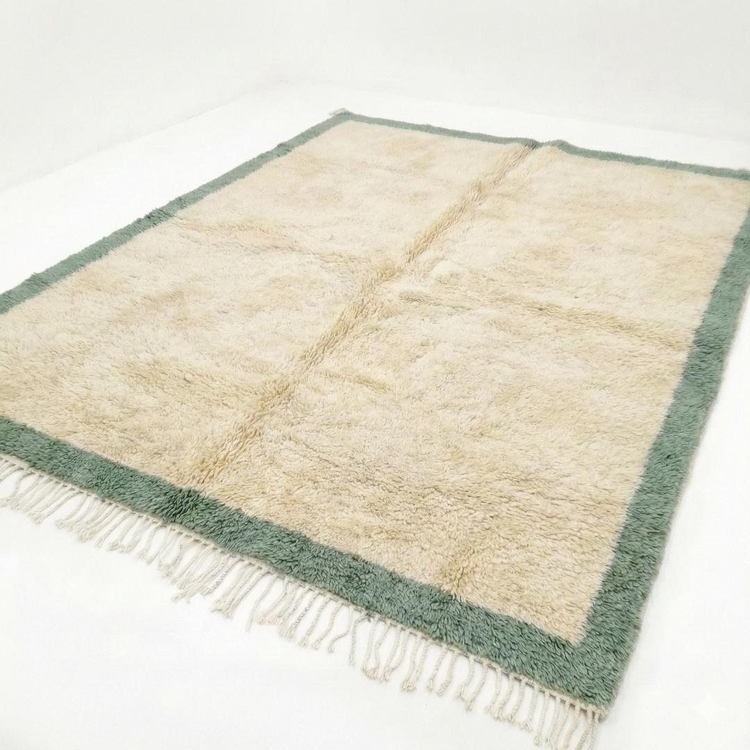 Custom Beni Mrirt Rug | Cream &amp; Sage Green Border Beni Mrirt Rug