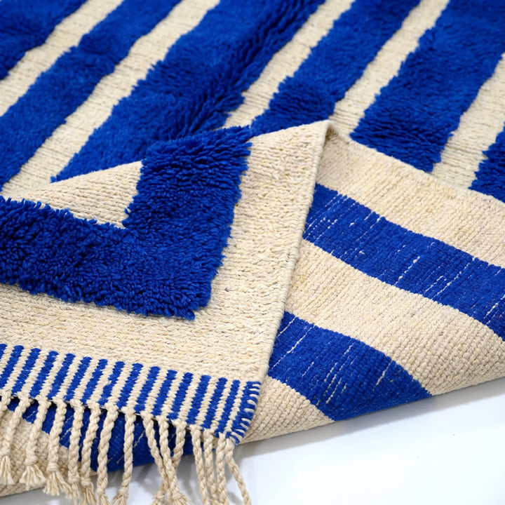Custom Beni Mrirt Rug | Royal Blue Concentric Geometric