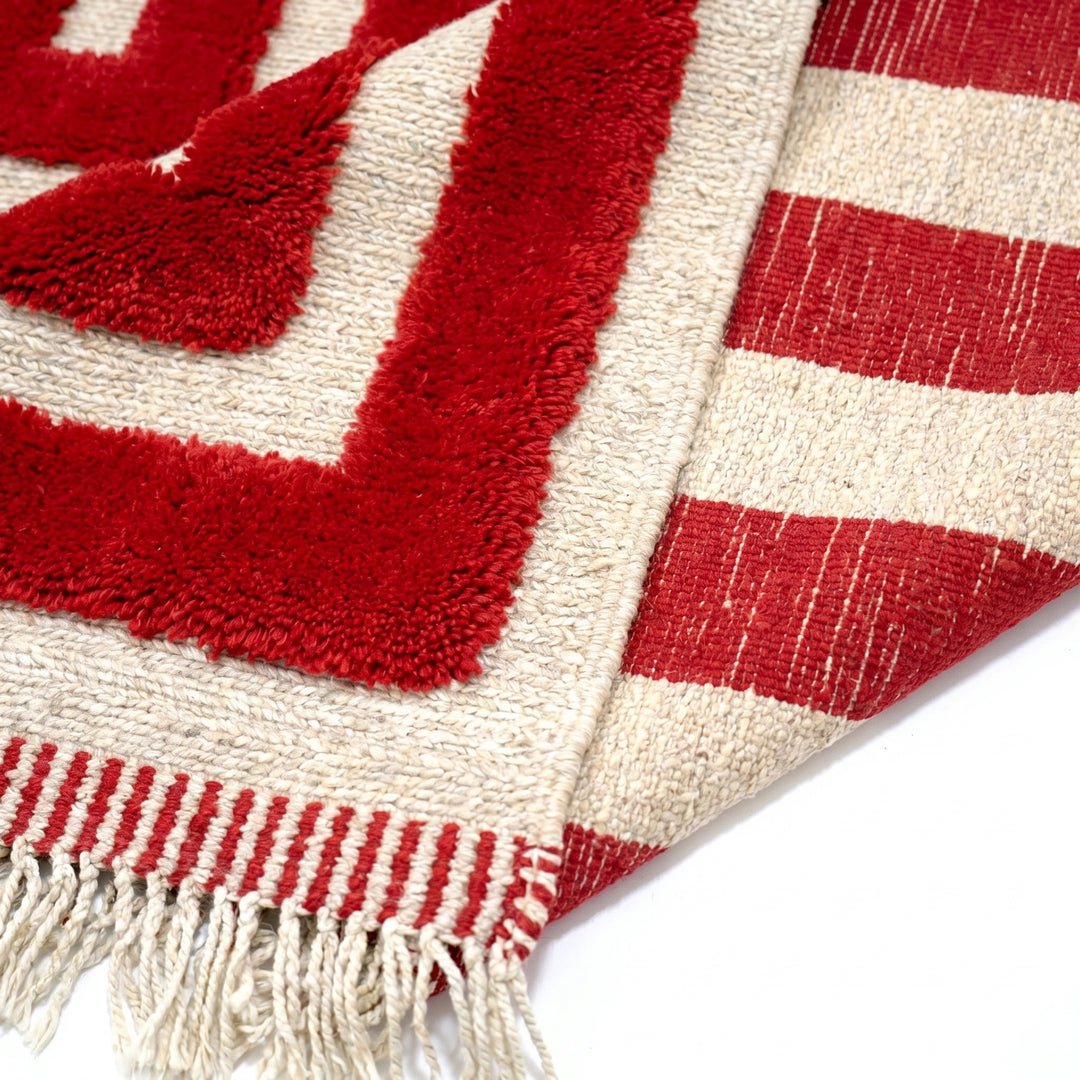 Tapis Beni Mrirt Sur Mesure | Bloc Géométrique Cramoisi