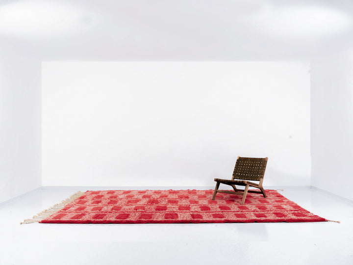 Custom Beni Mrirt Rug | Crimson Red Interrupted Stripe