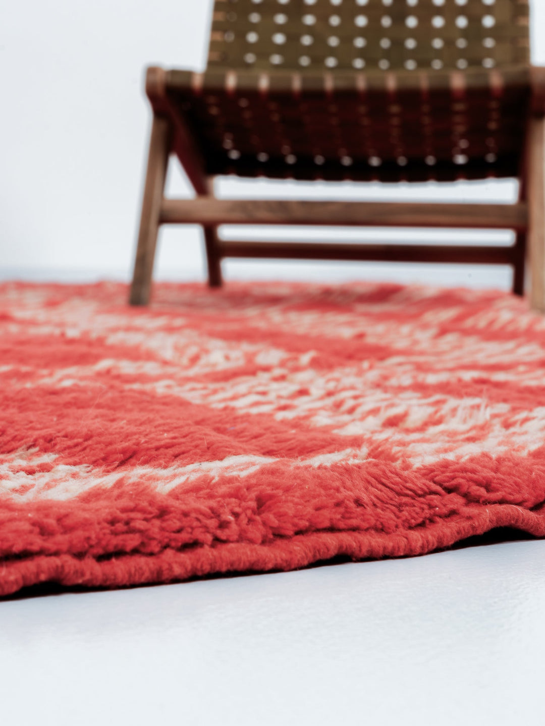 Custom Beni Mrirt Rug | Crimson Red Interrupted Stripe