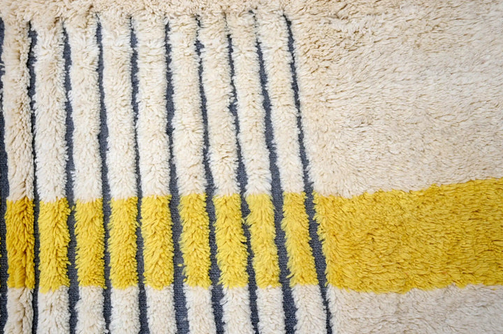 Custom Beni Mrirt Rug | Golden Mustard Abstract Linear