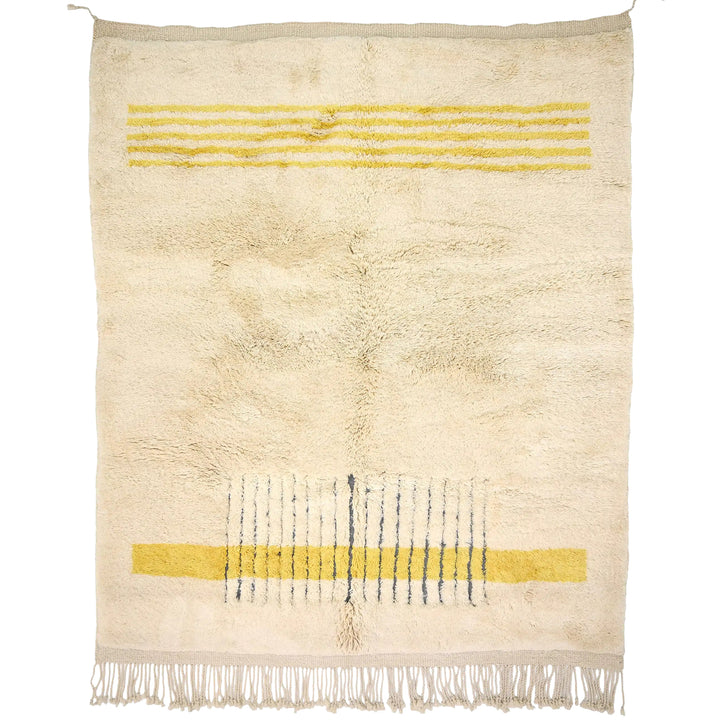 Custom Beni Mrirt Rug | Golden Mustard Abstract Linear