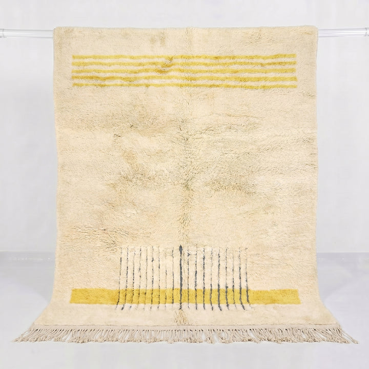 Custom Beni Mrirt Rug | Golden Mustard Abstract Linear