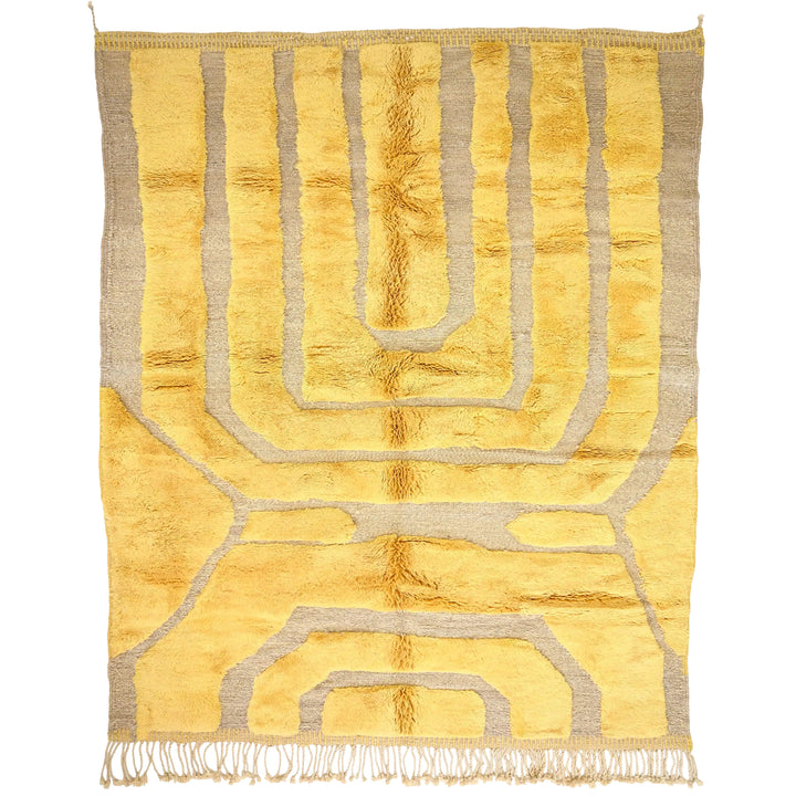 Custom Beni Mrirt Rug | Golden Mustard Interlocking Geometric