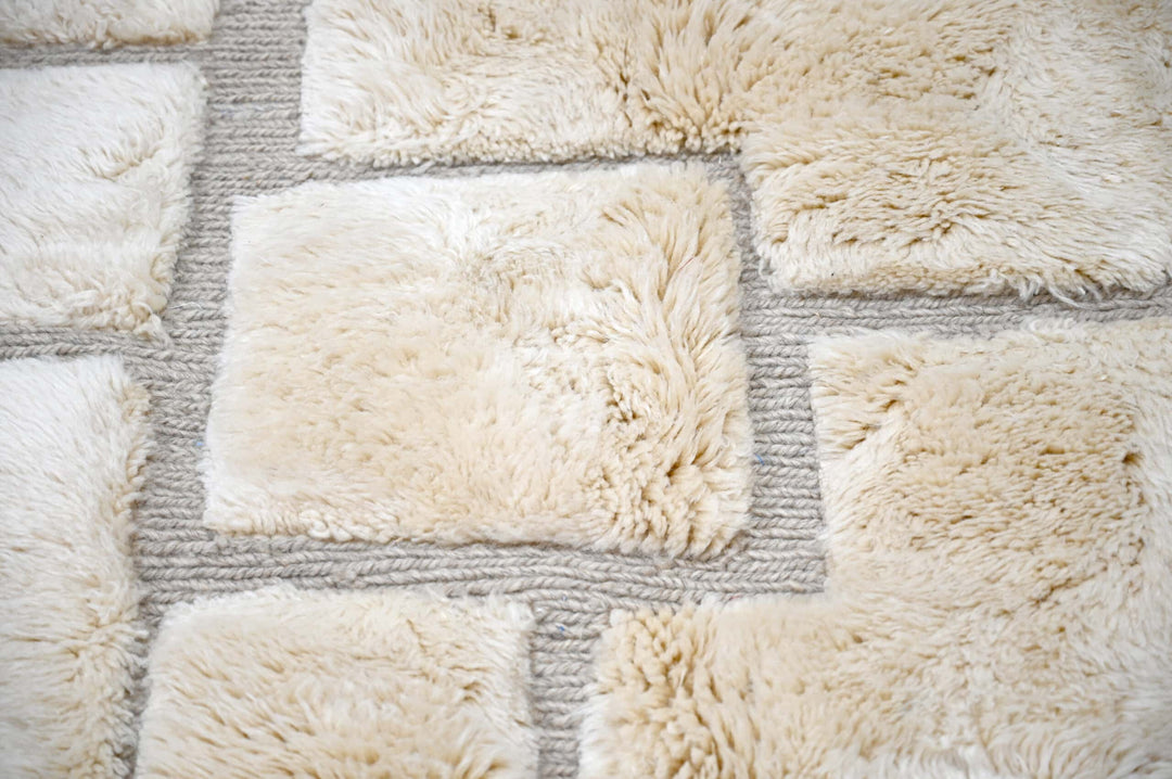 Custom Beni Mrirt Rug | Taupe &amp; Cream Staggered Block