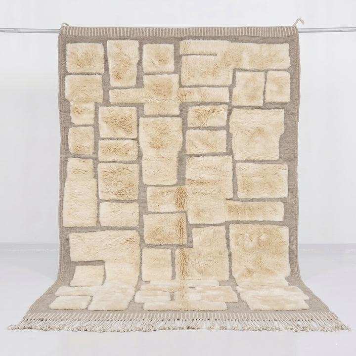 Custom Beni Mrirt Rug | Taupe &amp; Cream Staggered Block