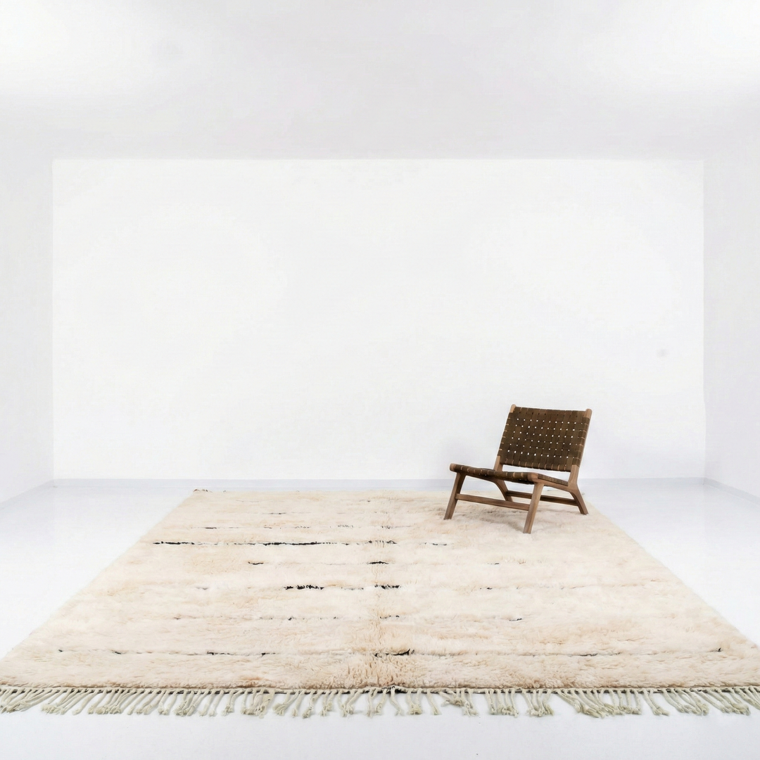 Tapis Beni Mrirt Sur Mesure | Ligne Brisée Minimaliste