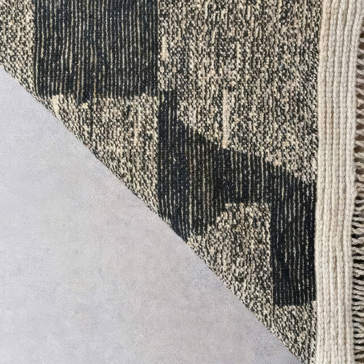 Custom Beni Mrirt Rug | Minimalist Color Block Design in Pink, Charcoal &amp; Ivory