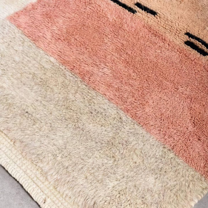 Custom Beni Mrirt Rug | Minimalist Color Block Design in Pink, Charcoal &amp; Ivory