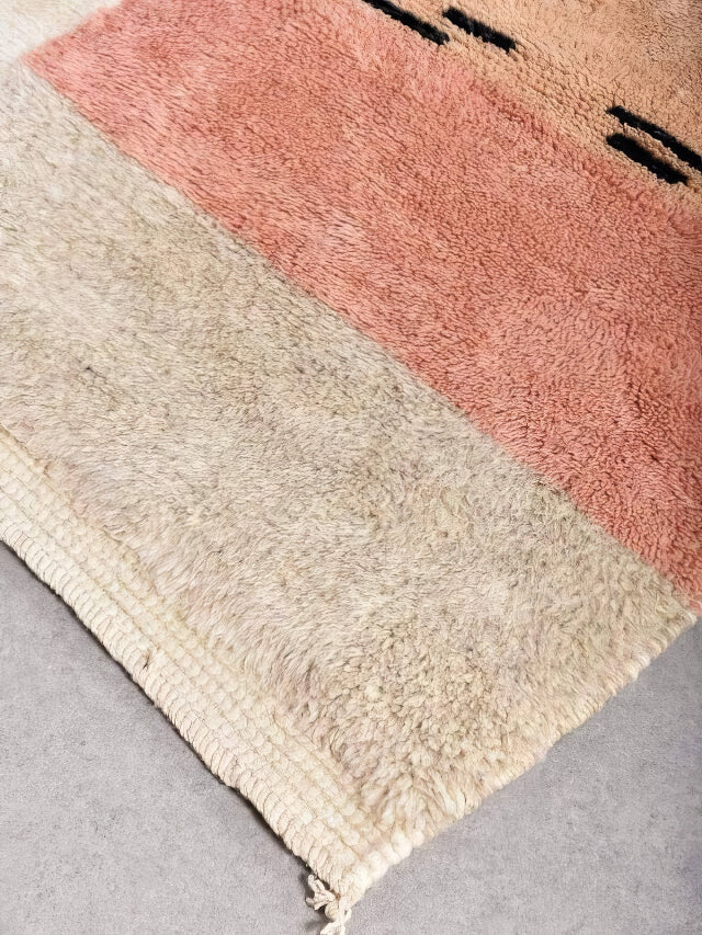 Custom Beni Mrirt Rug | Minimalist Color Block Design in Pink, Charcoal &amp; Ivory