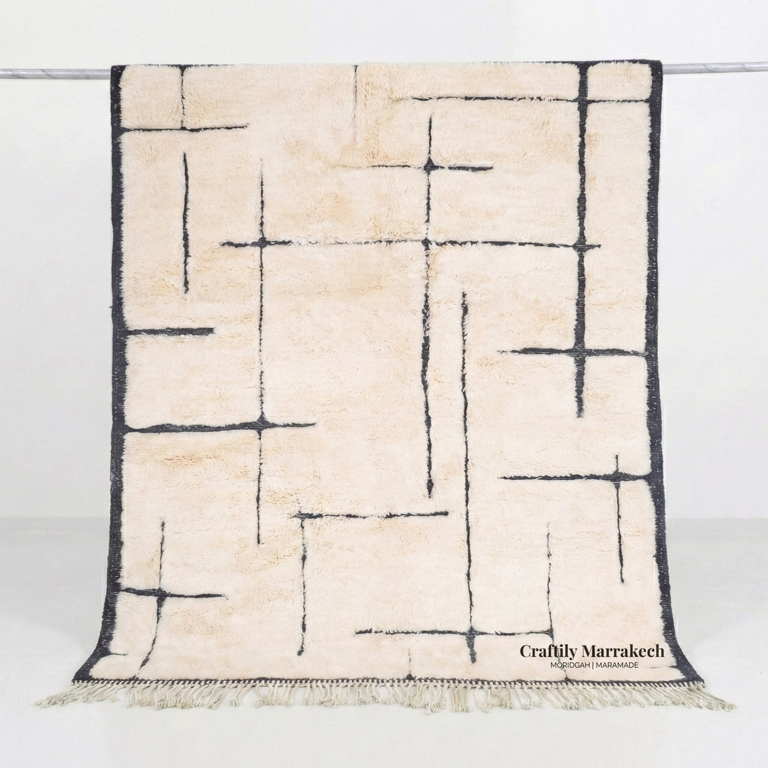 Custom Beni Mrirt Rug – Modern Abstract Grid Design