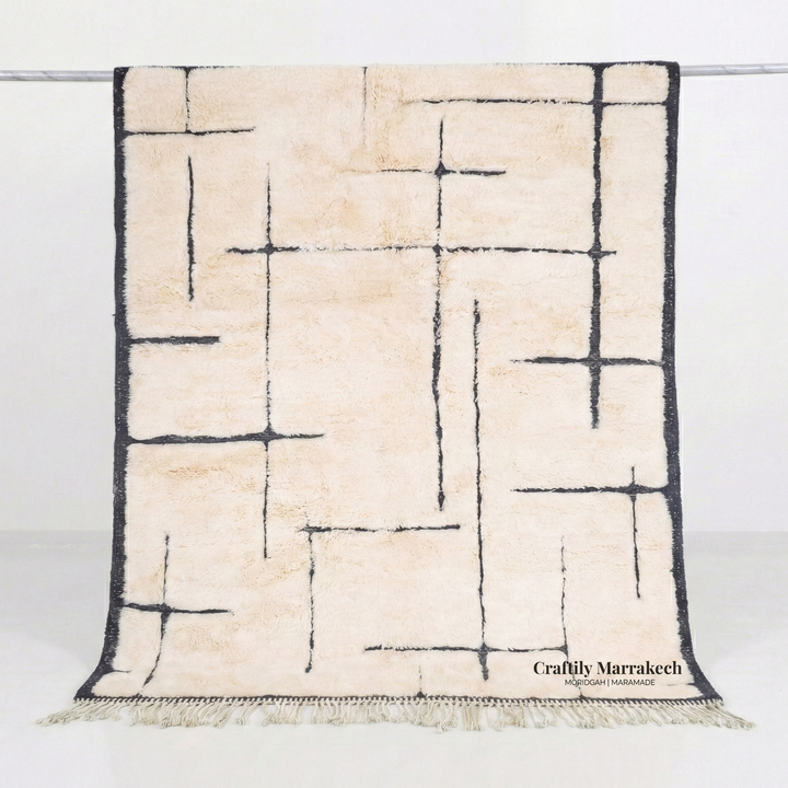 Custom Beni Mrirt Rug – Modern Abstract Grid Design