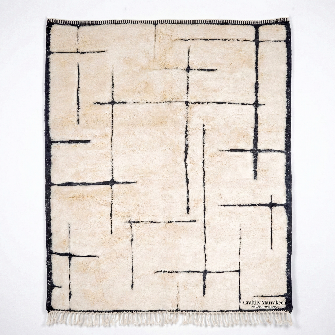 Custom Beni Mrirt Rug – Modern Abstract Grid Design