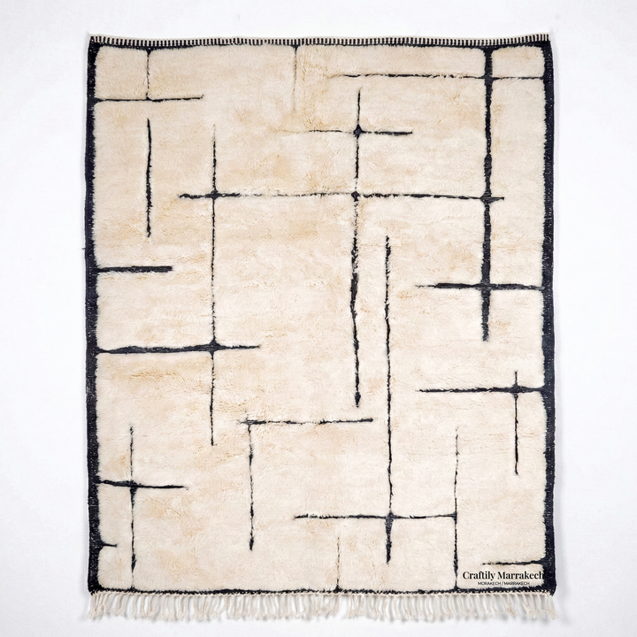 Custom Beni Mrirt Rug – Modern Abstract Grid Design