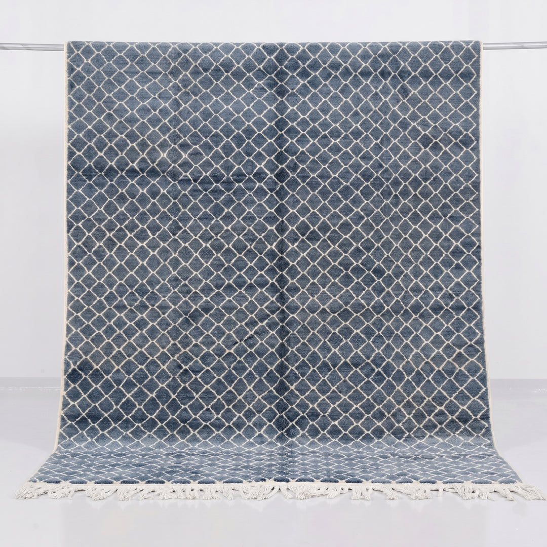 Custom Beni Mrirt Rug | Ocean Blue Diamond Trellis