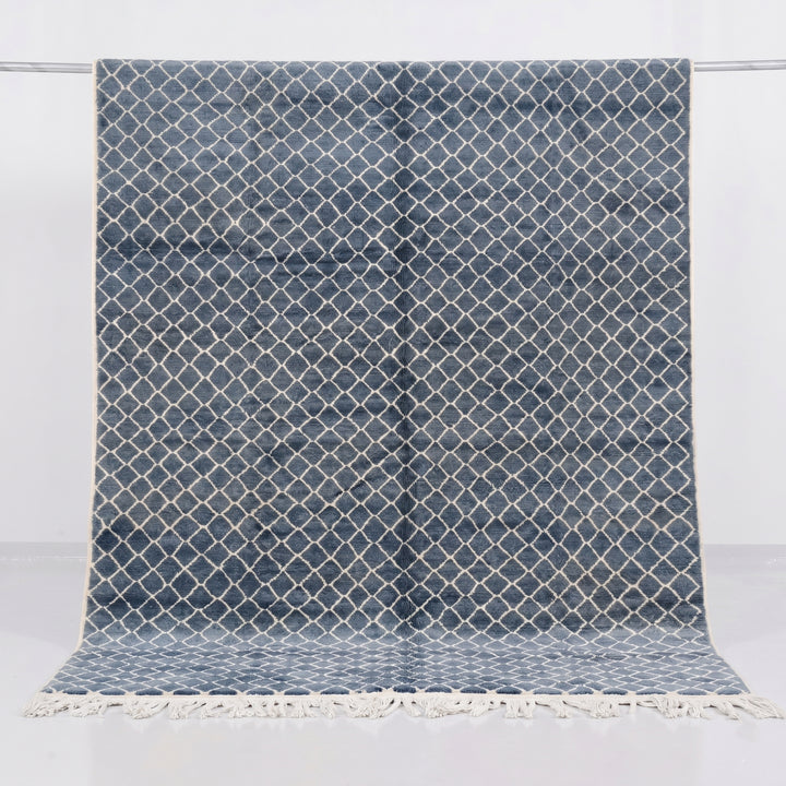 Custom Beni Mrirt Rug | Ocean Blue Diamond Trellis