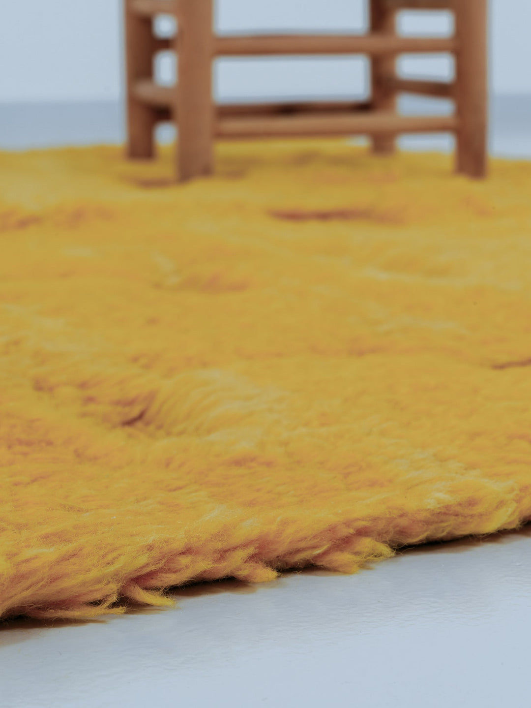 Custom Beni Mrirt Rug | Saffron Yellow Carved Geometric
