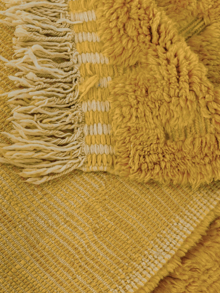 Custom Beni Mrirt Rug | Saffron Yellow Carved Geometric