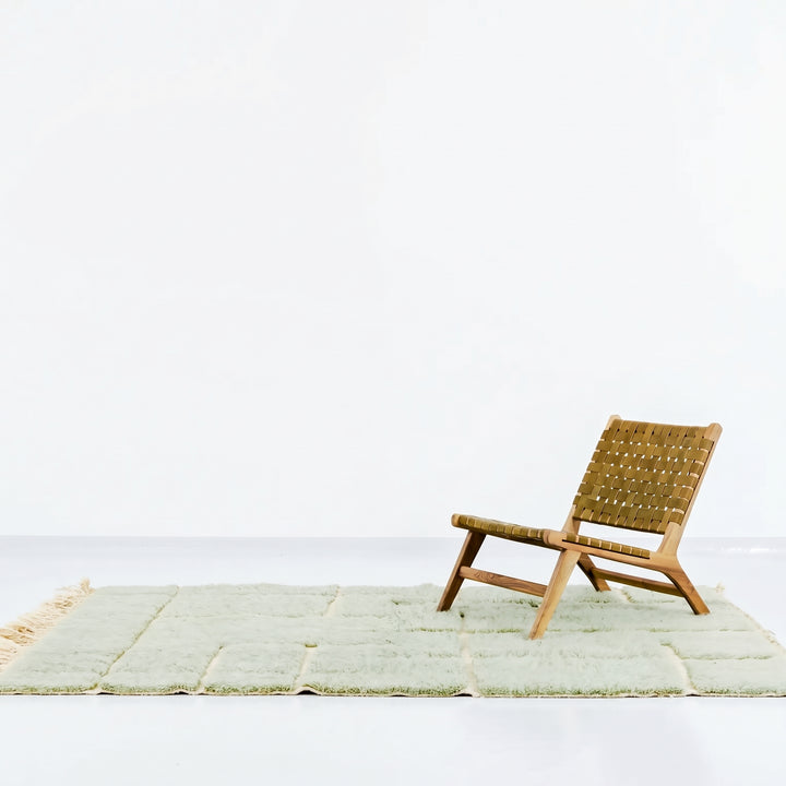 Tapis Beni Mrirt sur mesure | Tapis architectural vert sauge