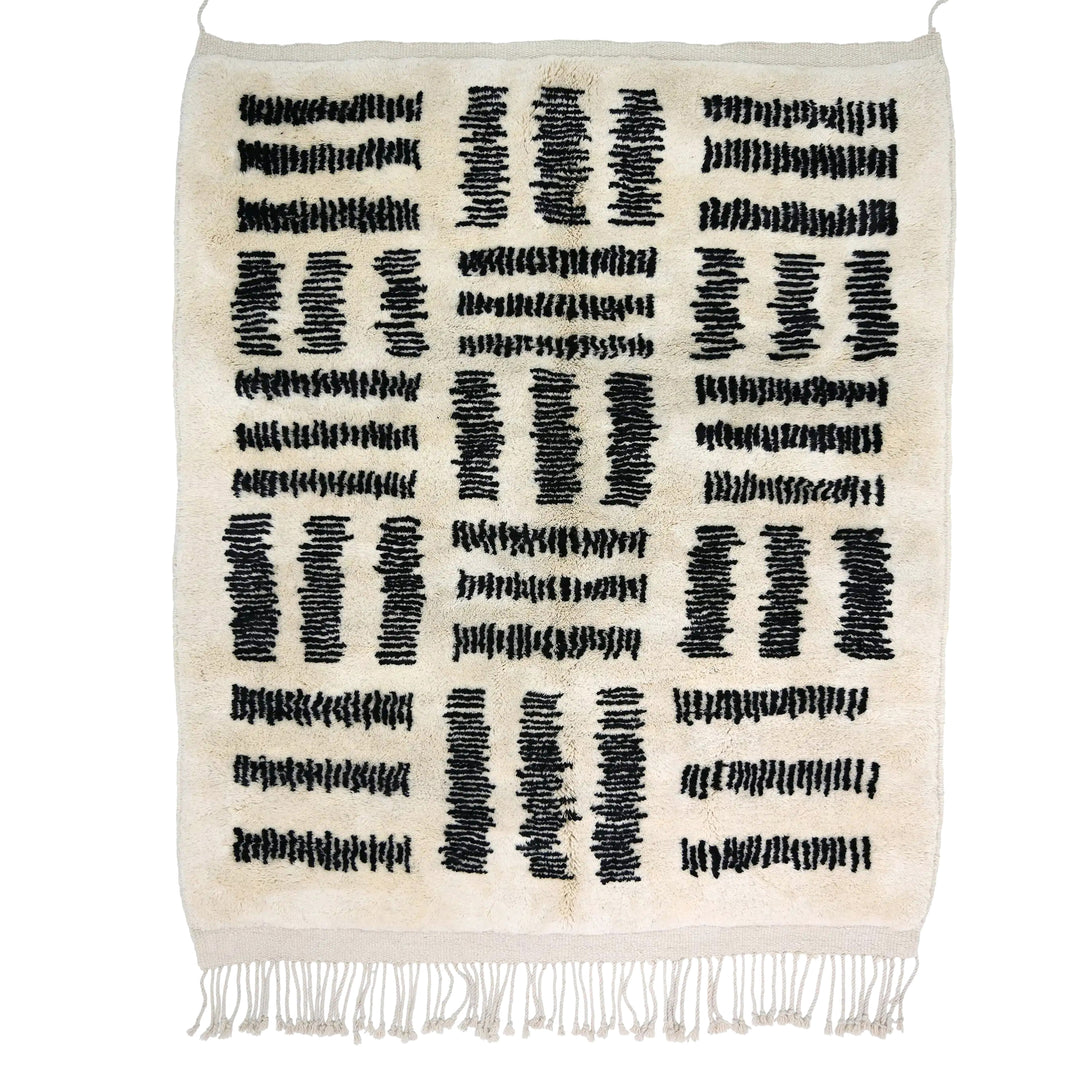 Custom Beni Mrirt Rug | Modern Graphic Black &amp; Cream Block