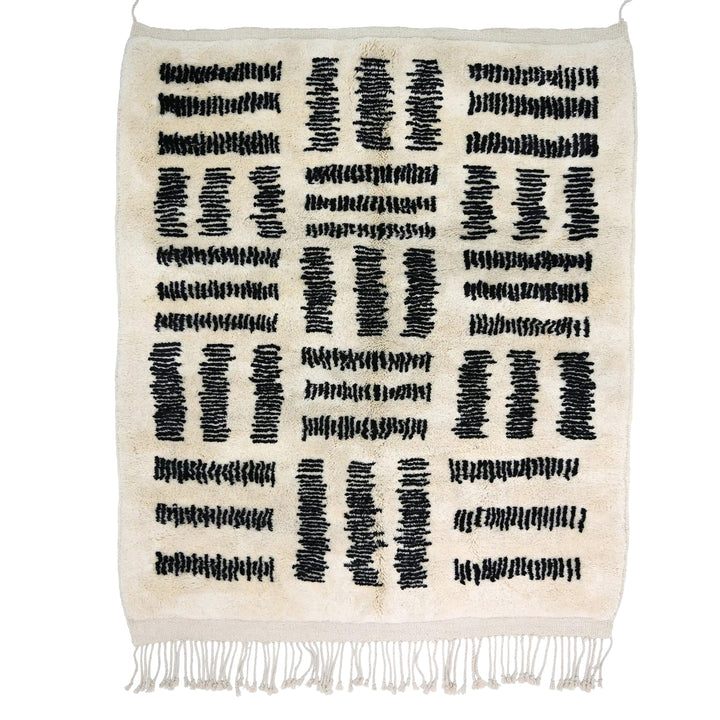 Custom Beni Mrirt Rug | Modern Graphic Black &amp; Cream Block