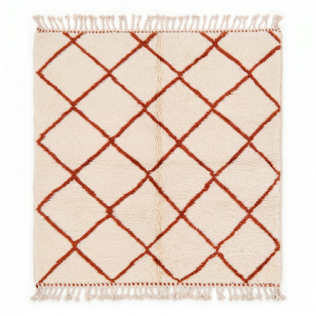 Custom Beni Mrirt Rug | Terracotta Diamond Trellis